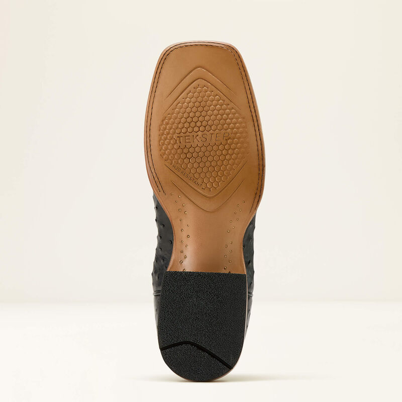 MEN'S ARIAT Drifter Cowboy Boot BLACK FULL QUILL OSTRICH|SILVER METALLIC 10058170