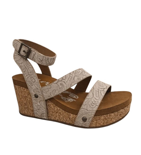 Very G Kiara Boho Cork Wrapped Wedge Grey