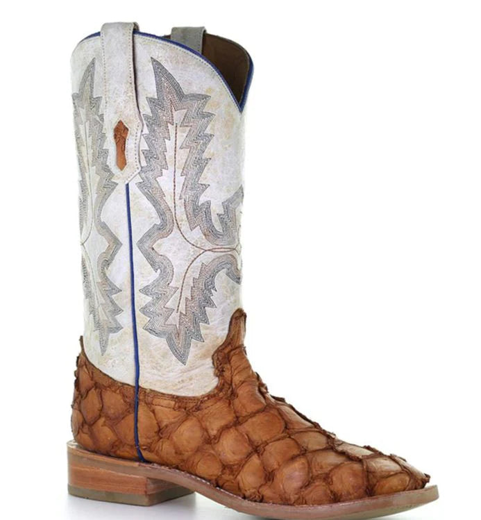 Men's Corral Cognac White Pirarucu Skin Boot A4050