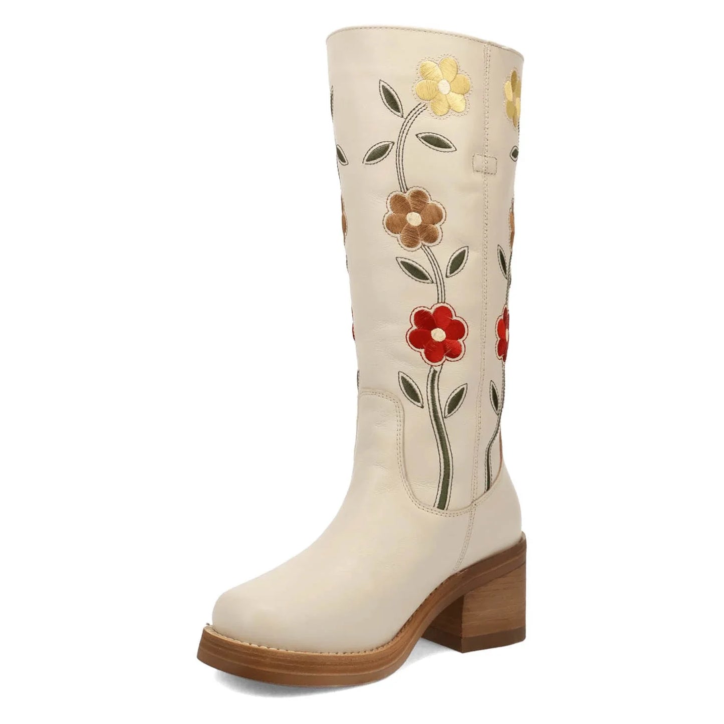 Dingo Womens Bloom White Leather 14in Cowboy Boots DI2378-WH