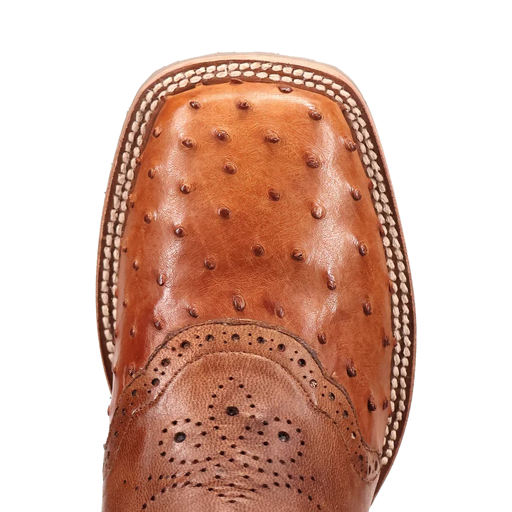 Dan Post Men's Ostrich Tan & Bay Apache Square Toe Western Boot DP6058