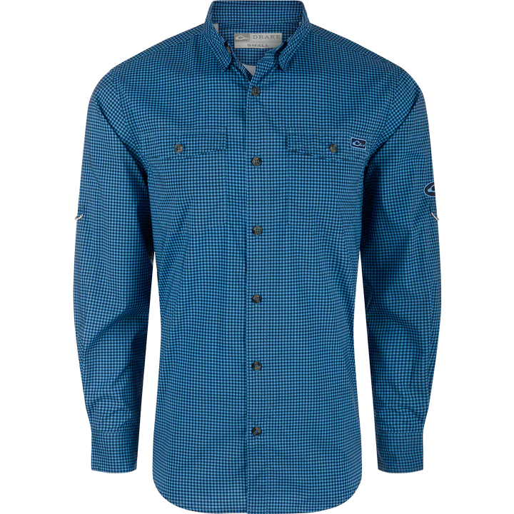 Drake Men's Frat Gingham Check Button-Down Long Sleeve Shirt DS2266-NYT