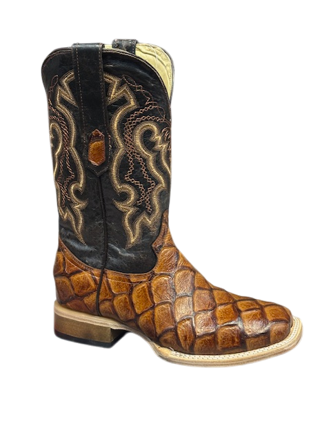 Men's Cowtown Cognac Fish Print Boots Q156