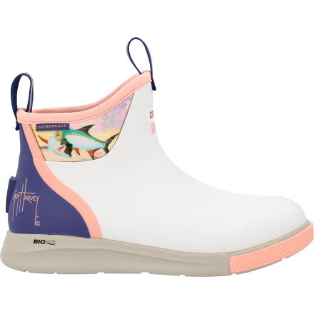 Women's 6' Ankle Deck Boot Sport Guy Harvey in White / Sunset Tarpon- XADSWG10