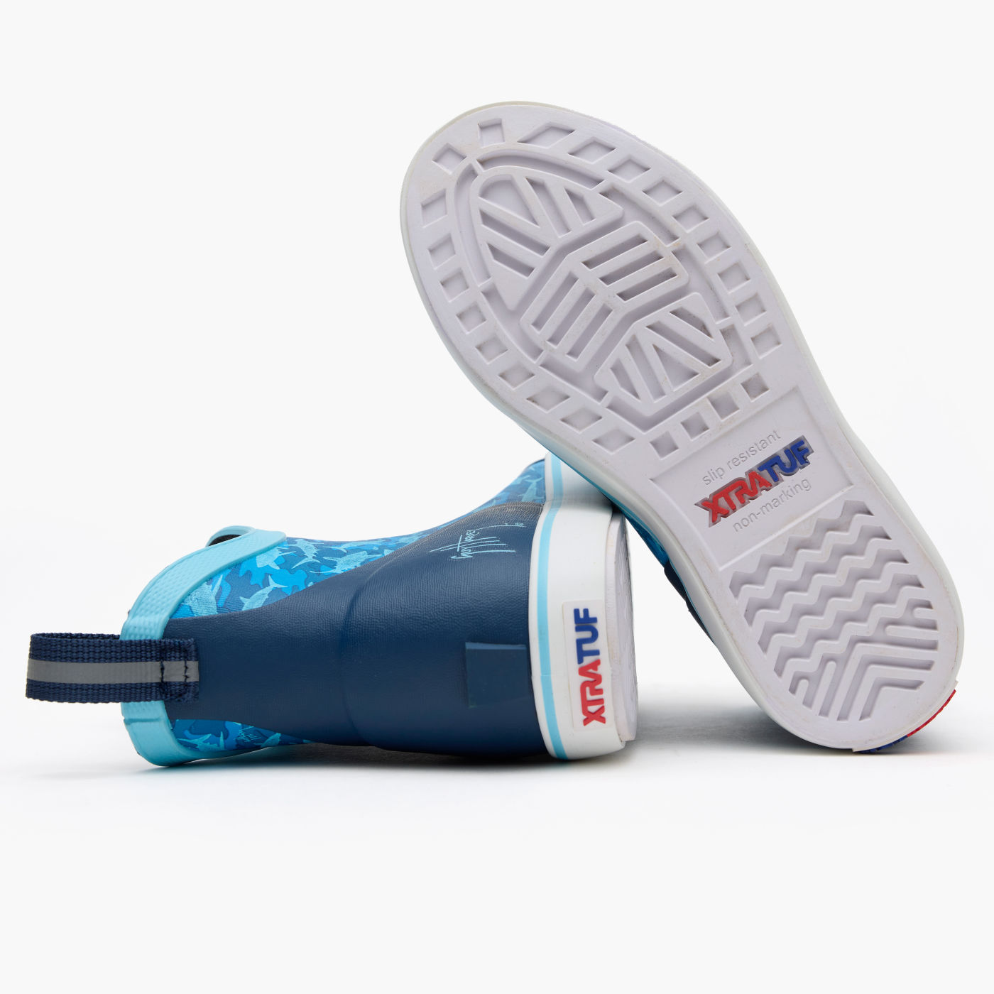 XTRATUF Little Kids Ankle Deck Boot Guy Harvey XKABGH2C blue shark camo