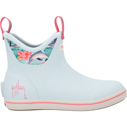 Women's 6" in Ankle Deck Boot Guy Harvey in Blue / Dolphin Floral -XWABGH21