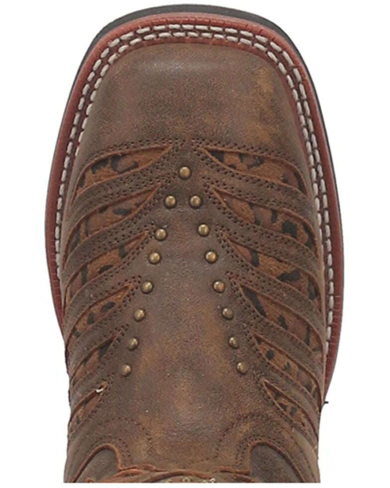 Laredo Women's Stella Leopard Print Inlay Studded Western Boot - Square Toe 5889