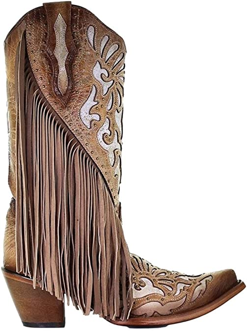 WOMEN'S CORRAL FRINGE WESTERN BOOTS C3766