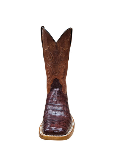 MEN'S BLACK JACK BURNISH ITALIAN RED CAIMAN BELLY EXOTIC WESTERN BOOTS BIR7185-96
