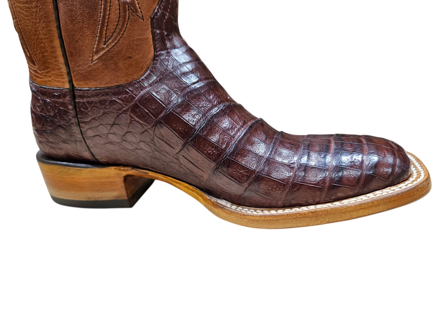 MEN'S BLACK JACK BURNISH ITALIAN RED CAIMAN BELLY EXOTIC WESTERN BOOTS BIR7185-96