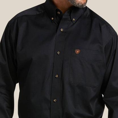 Men's Ariat Black Solid Twill Classic Fit Shirt 10000502