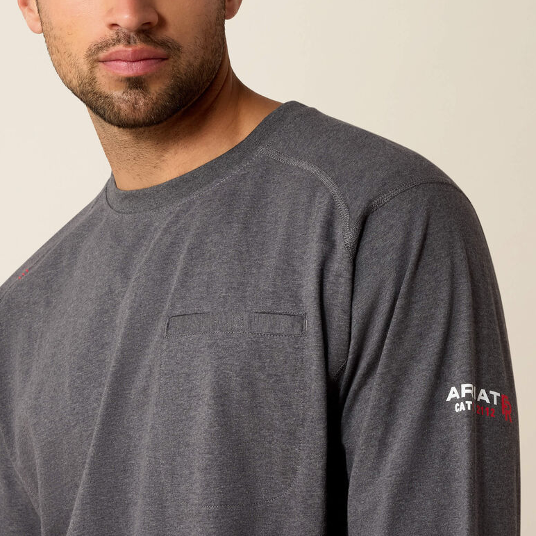 Ariat Men's FR Air Crew T-Shirt CHARCOAL HEATHER 10027888-X Big and Tall