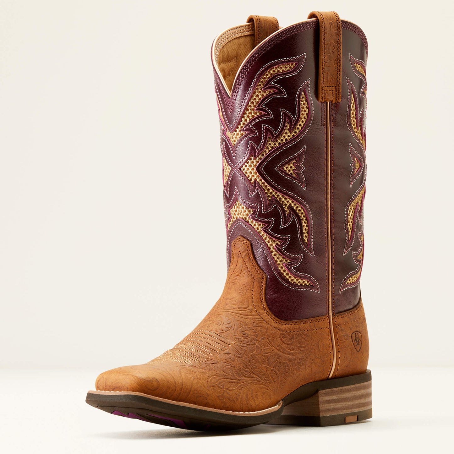 ARIAT WOMEN'S 10051023 San Angelo VentTEK 360 Western Boot TOOLED TOASTED ALMOND
