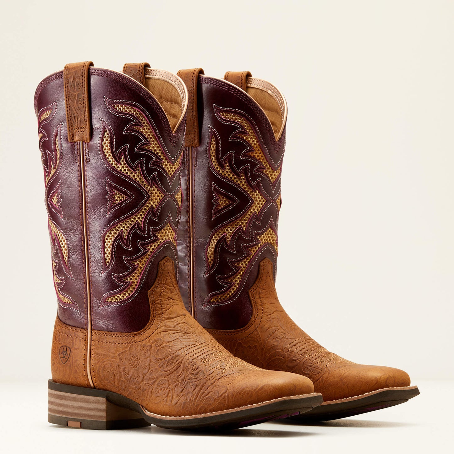 ARIAT WOMEN'S 10051023 San Angelo VentTEK 360 Western Boot TOOLED TOASTED ALMOND