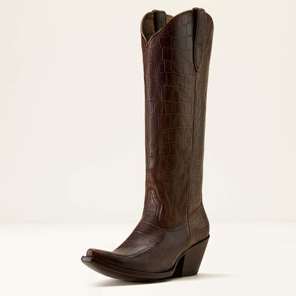 Ladies Ariat Casanova X Toe Luxe Expresso Croc Print Western Boot 10061831