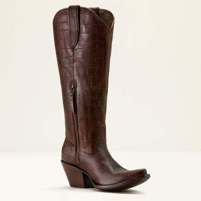 Ladies Ariat Casanova X Toe Luxe Expresso Croc Print Western Boot 10061831