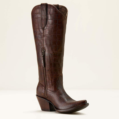 Ladies Ariat Casanova X Toe Luxe Expresso Croc Print Western Boot 10061831
