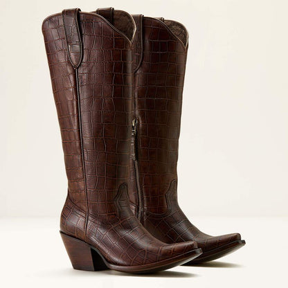 Ladies Ariat Casanova X Toe Luxe Expresso Croc Print Western Boot 10061831