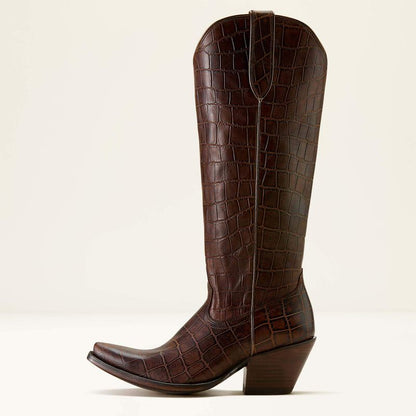 Ladies Ariat Casanova X Toe Luxe Expresso Croc Print Western Boot 10061831