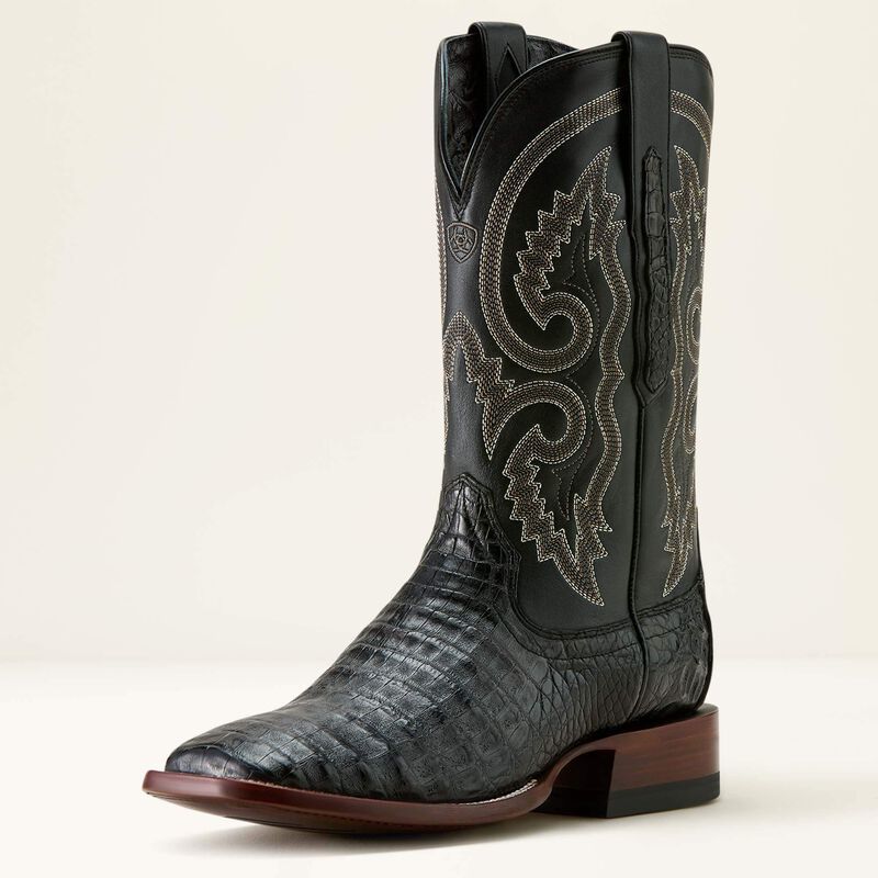 Men's Ariat Classic Callen Wide Square Toe Western Boot MATTE BLACK CAIMAN BELLY|MIDNIGHT BLACK 10063772