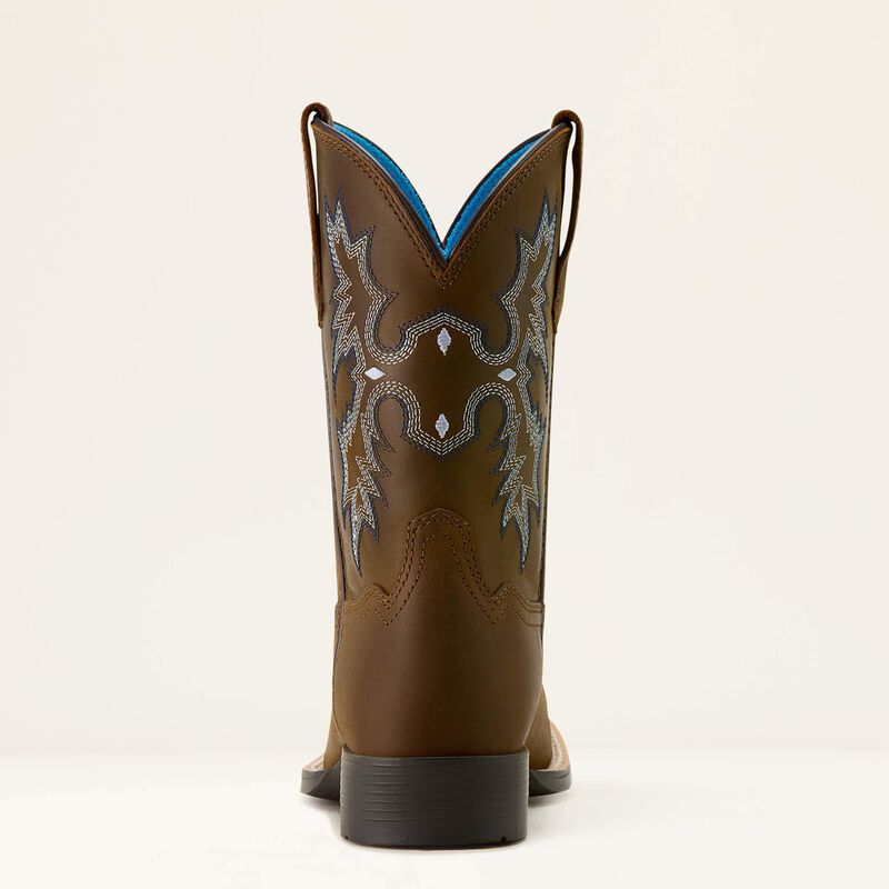 Kids/Youth Ariat Tombstone Wide Square Toe Western Boot DISTRESSED BROWN 10063834