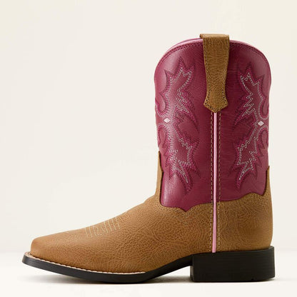 Girls Children's/Youth Ariat Tombstone Wide Square Toe Western Boot COTTAGE ROSEBUD 10063835
