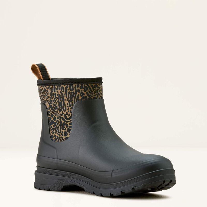 Ariat Ladies Kelmarsh Shortie Black Ocelot Printed Rubber Boot 10063925