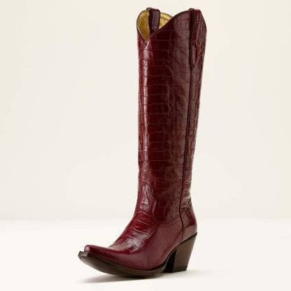 Ladies Ariat Luxe Dubonnet Croc Print Casanova x Toe Western Boot 10063991