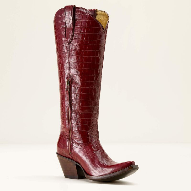 Ladies Ariat Luxe Dubonnet Croc Print Casanova x Toe Western Boot 10063991