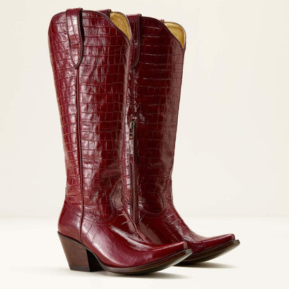 Ladies Ariat Luxe Dubonnet Croc Print Casanova x Toe Western Boot 10063991