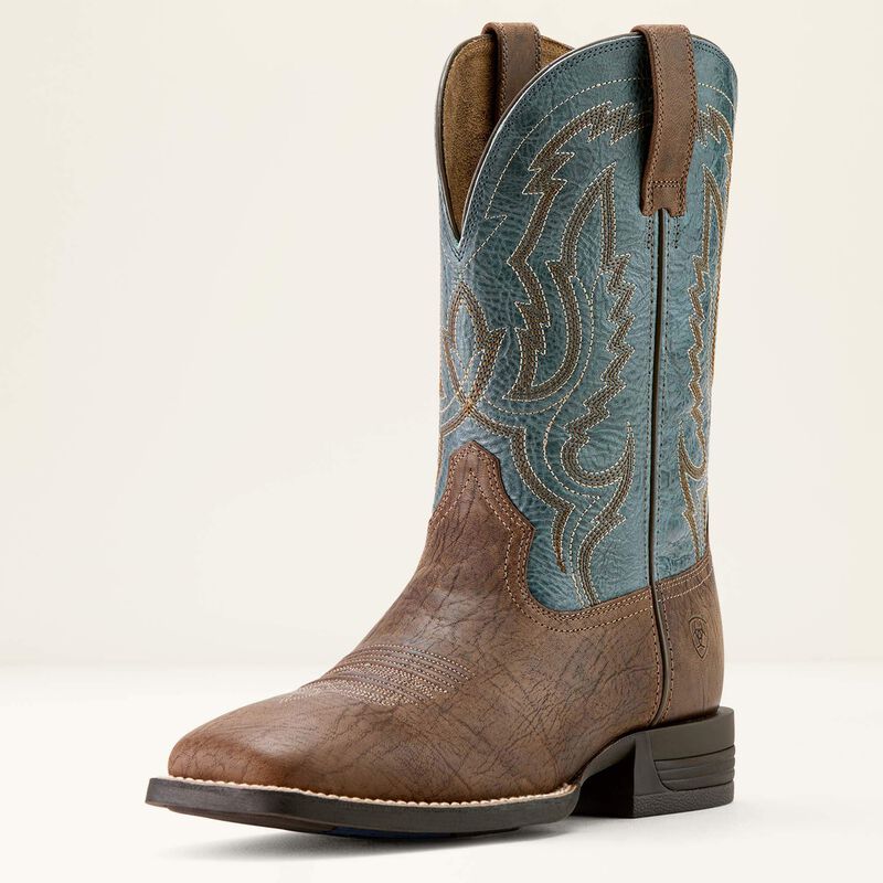 Men's Ariat Steadfast Dusk Brown & Baby Blue Eyes Wide Square Toe Cowboy Boot 10064004