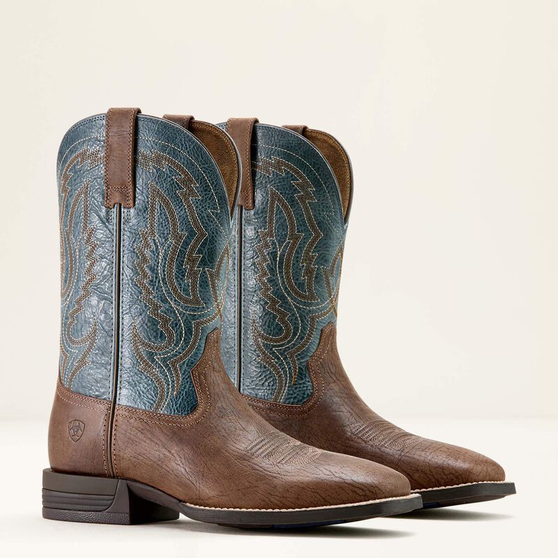 Men's Ariat Steadfast Dusk Brown & Baby Blue Eyes Wide Square Toe Cowboy Boot 10064004