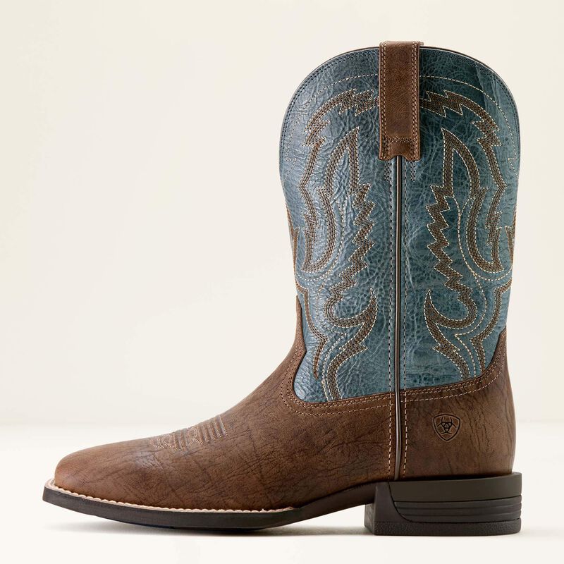 Men's Ariat Steadfast Dusk Brown & Baby Blue Eyes Wide Square Toe Cowboy Boot 10064004