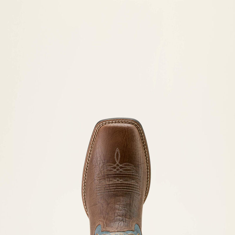 Men's Ariat Steadfast Dusk Brown & Baby Blue Eyes Wide Square Toe Cowboy Boot 10064004
