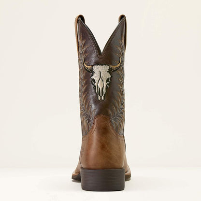 Men's Ariat Sport Steer Skull Wide Square Toe Cowboy Boot 10064053