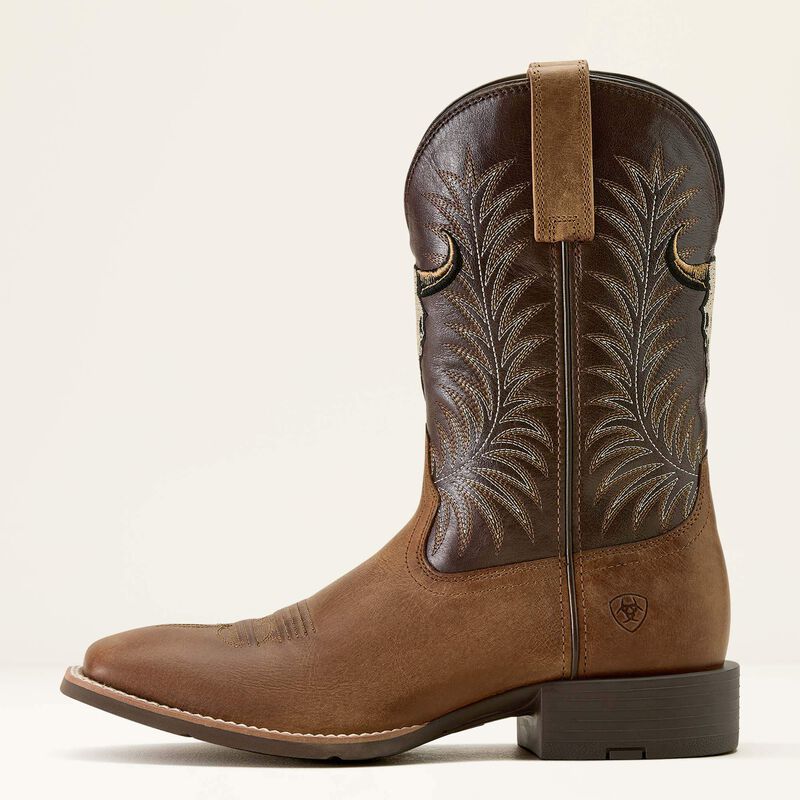 Men's Ariat Sport Steer Skull Wide Square Toe Cowboy Boot 10064053
