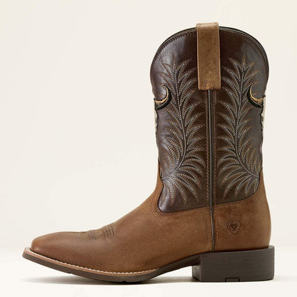 Men's Ariat Sport Steer Skull Wide Square Toe Cowboy Boot 10064053