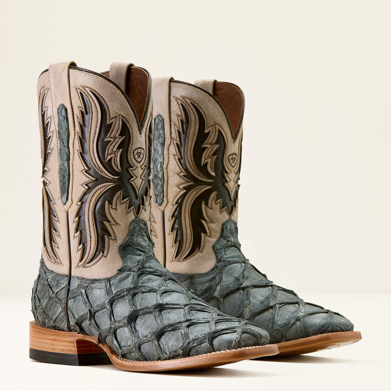 Men's Ariat Ashwood Wide Square Toe Cowboy Boot SKY BLUE PIRARUCU|SMOKEY CREAM 10072898
