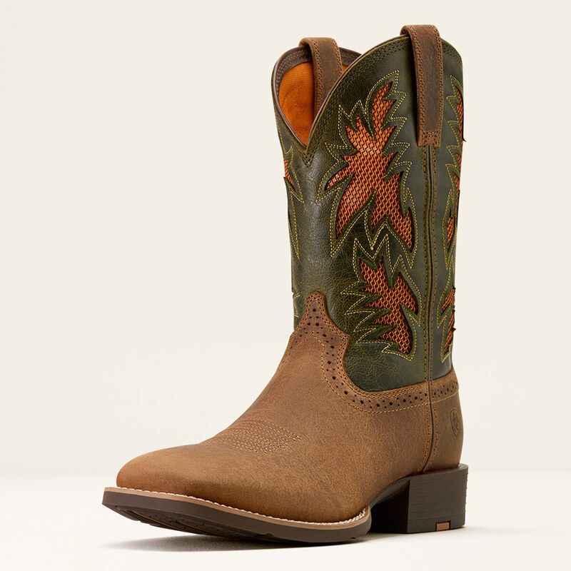 Ariat Sport Cool VentTEK Wide Square Toe Cowboy Boot 10074161 BUFF TAN|DUSTY OLIVE