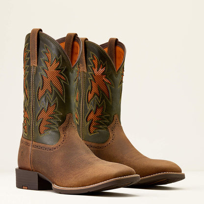 Ariat Sport Cool VentTEK Wide Square Toe Cowboy Boot 10074161 BUFF TAN|DUSTY OLIVE