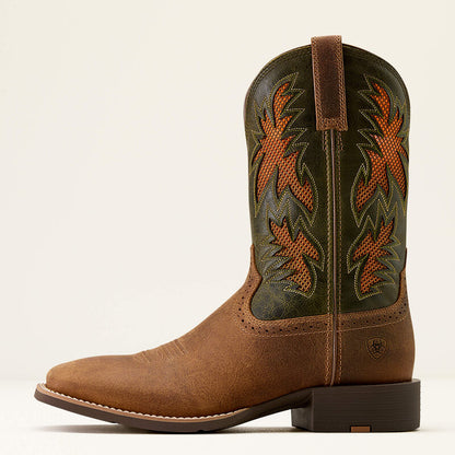 Ariat Sport Cool VentTEK Wide Square Toe Cowboy Boot 10074161 BUFF TAN|DUSTY OLIVE