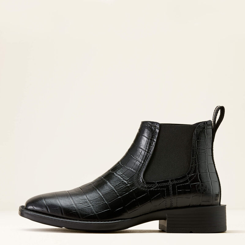 Men's Ariat Booker Chelsea Wide Square Toe Western Boot BLACK CROC PRINT 10074163
