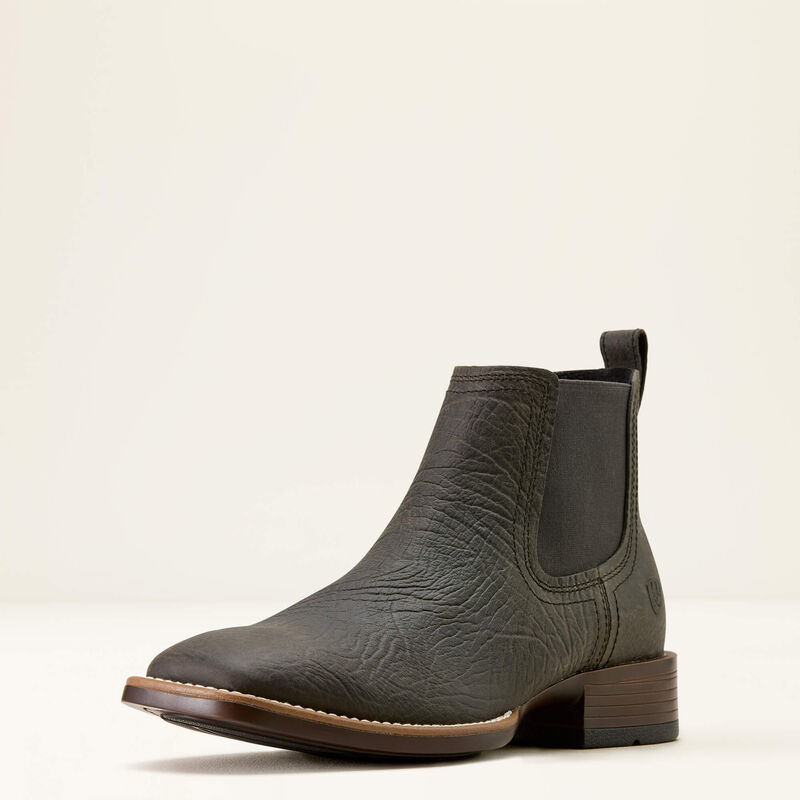 Men's Ariat Booker Chelsea Wide Square Toe Western Boot 10074164 CHARCOAL GREY HIPPO PRINT