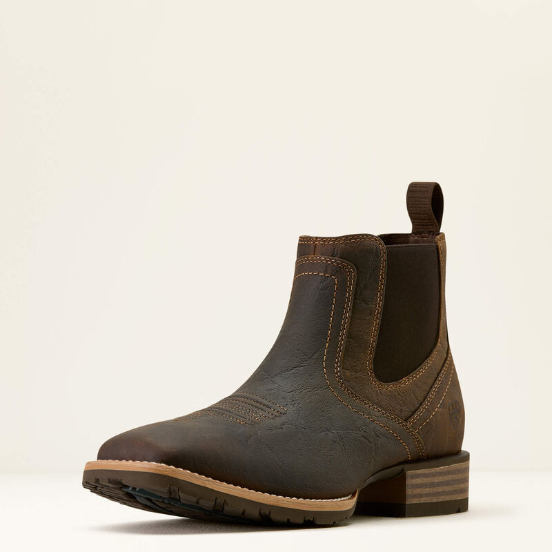 Men's Ariat Hybrid Low Boy Wide Square Toe Chelsea Boot 10074168 WARM BROWN ELEPHANT PRINT