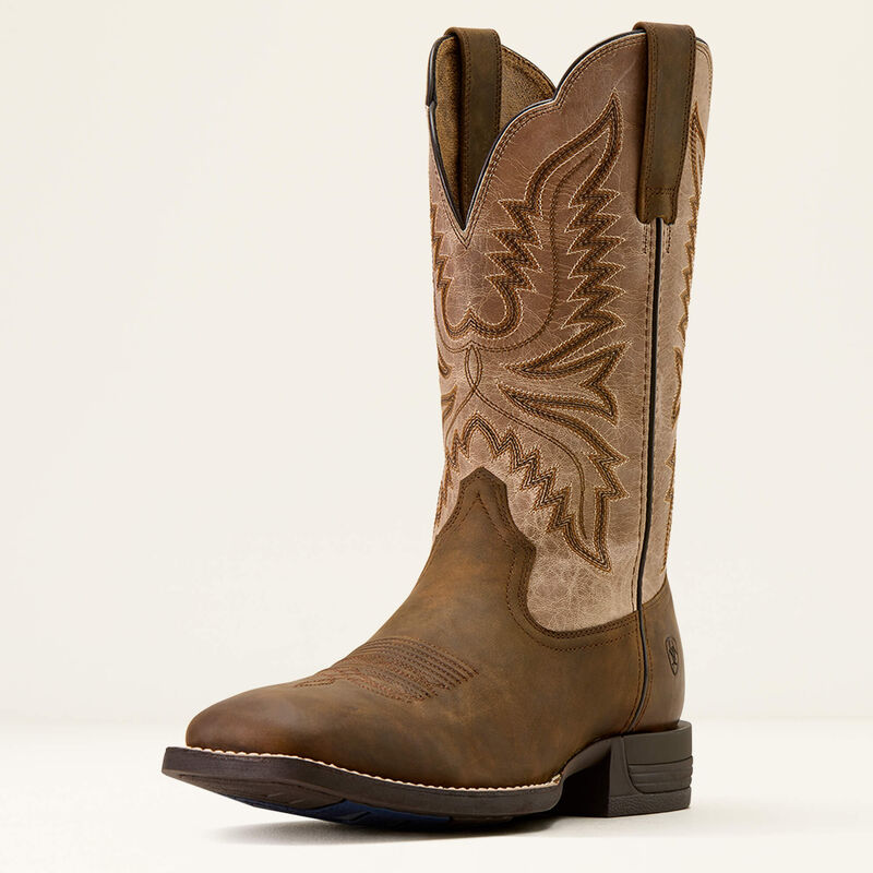 Men's Ariat Brush Creek Wide Square Toe Cowboy Boot AGED TAN|SMOKEY TAUPE 10074181