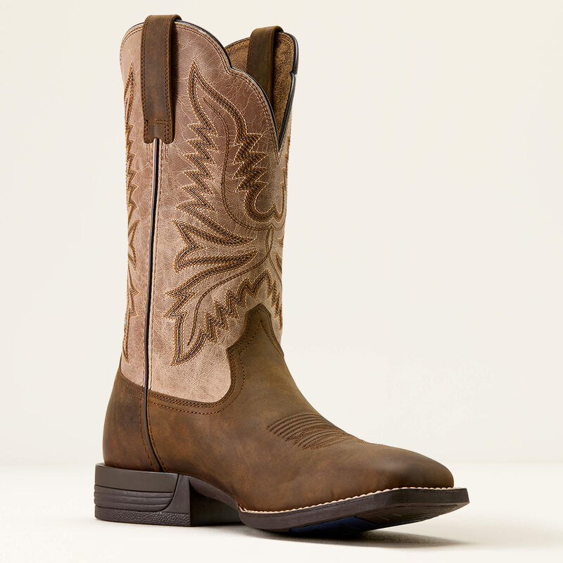Men's Ariat Brush Creek Wide Square Toe Cowboy Boot AGED TAN|SMOKEY TAUPE 10074181