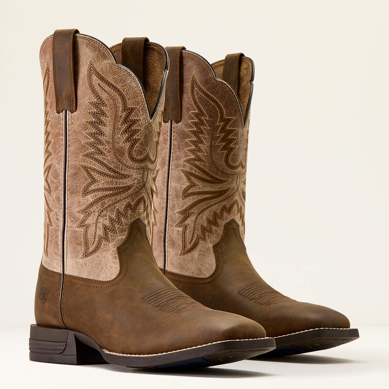 Men's Ariat Brush Creek Wide Square Toe Cowboy Boot AGED TAN|SMOKEY TAUPE 10074181