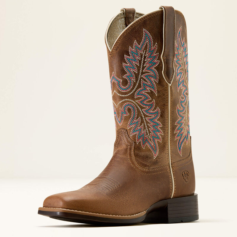 Women's Ariat Canyon Point Wide Square Toe Western Boot 10074304 MESA BROWN