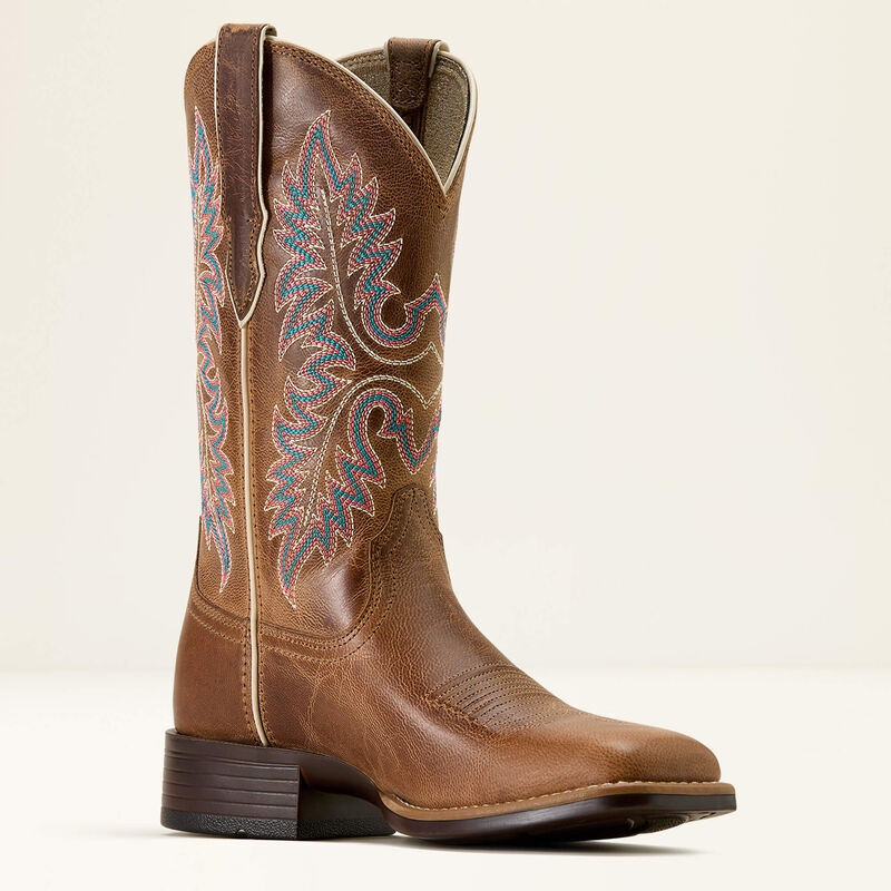 Women's Ariat Canyon Point Wide Square Toe Western Boot 10074304 MESA BROWN