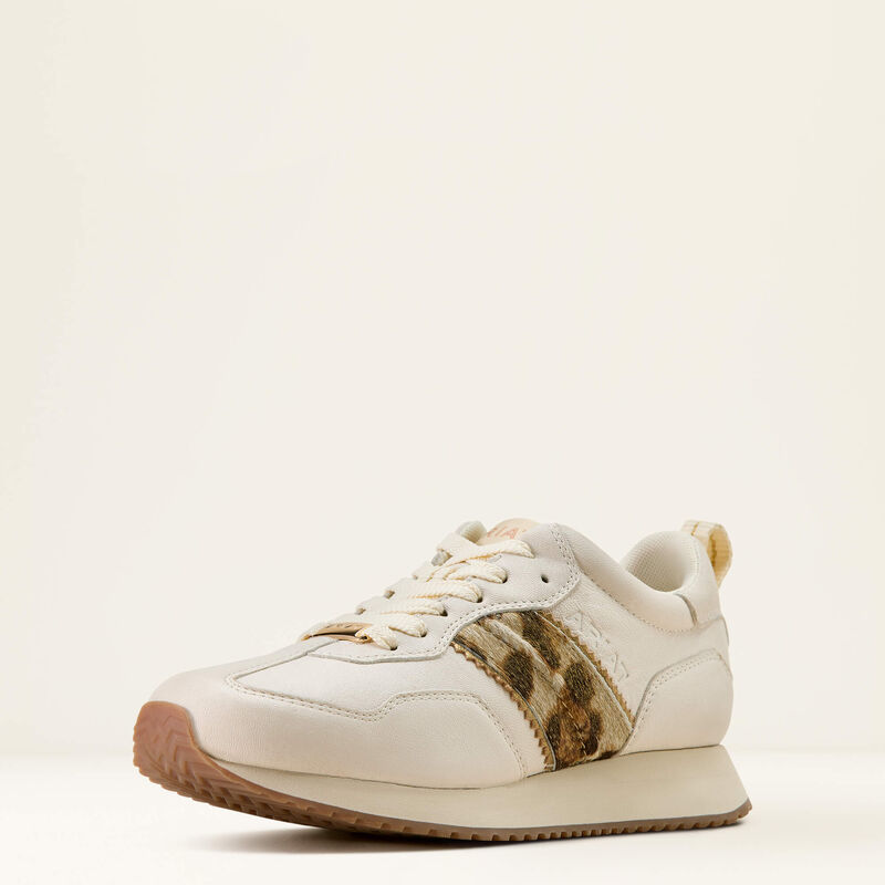 Women's Ariat Ranch Runner Shoe BRIGHT CREAM|GILDED LEOPARD HAIR ON 10074338